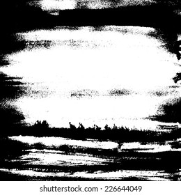 Abstract painted hand drawn grunge artistic texture in black and white.