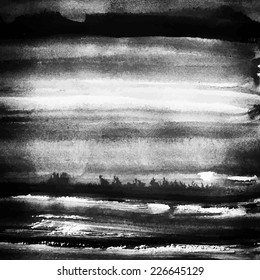 Abstract painted hand drawn grunge artistic texture in black and white.