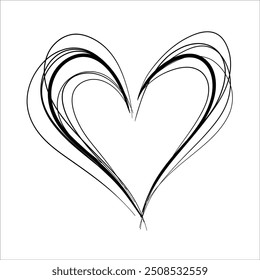 Un corazón pintado abstracto. Ilustración vectorial para el día de San Valentín, saludos, bodas, San Valentín. Elemento decorativo aislado en blanco para el diseño. Un signo, un símbolo de amor para los amantes.