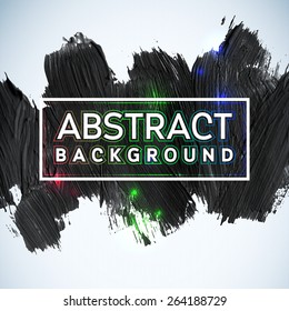 Abstract painted ink stroke background. Grunge watercolor black background. Retro abstract Hand drawn card. Paper texture 