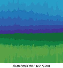 Abstract painted vector background with a paint brush stroked effect and colorful shades of blue and green in a landscape style vector backdrop