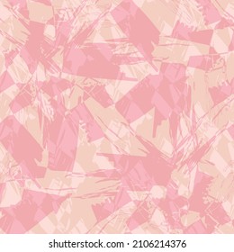 Resumen del estilo de brillo vectorial pintado sin problemas fondo de patrón. Fondo de crema rosa duotona con trazos de pincel negrita superpuestos. Mezcla de texturas imperfectas de esgrima Efecto tachado con formas nítidas