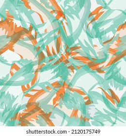 Abstract painted vector glitch style seamless pattern background. Faux marbling effect with overlapping bold brush strokes. Scribble imperfect blend with streaked and variegated texture repeat.