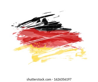 Abstract painted watercolor grunge flag of Germany Bundesflagge und Handelsflagge. Background concept for German national holidays. 