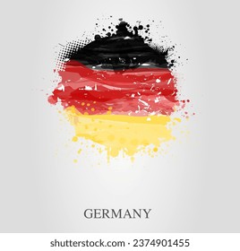 Abstract painted watercolor splashes flag of Germany Bundesflagge und Handelsflagge. Background concept for German national holidays. Template for horizontal banner.