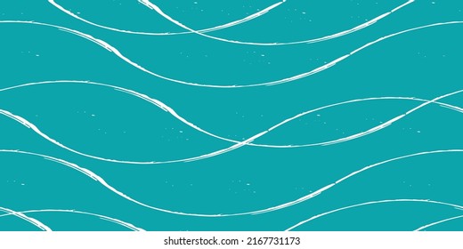 Resumen de tejido de celosía de trineo de forma paradisíaca, sin bordes. Banner trenzado de pincel de caligrafía fina. Diseño de olas blancas azules. Olas superpuestas con textura. Para cinta, borde, web, recorte. Concepto de agua