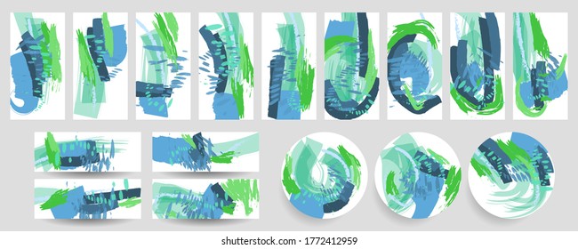 Abstract paintin trendy background for wallpapers, posters, cards, invitations, websites. Modern artwork. Mixed blue muted vector stock