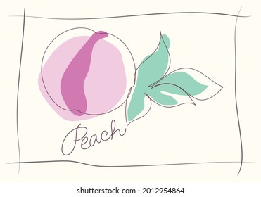 Abstract painting art with peach nuts and leaves, simple and suitable for wall-mounted art and T-shirt design