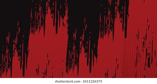 Abstract painting background with a grunge texture featuring red and black