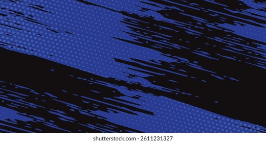 Abstract painting background with a grunge texture featuring blue and black