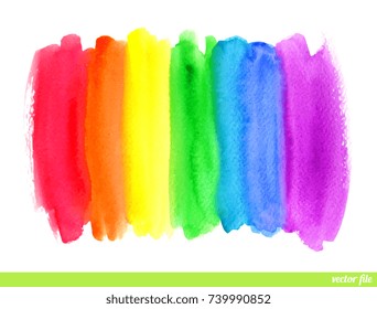 Abstract painting background. Watercolor rainbow. Hand drawn, paper texture. Vector. Colorful. Red, orange, yellow, green, blue, indigo, violet, purple, white colors. Web, website, mobile template
