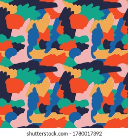 Abstract painting boho color palette pattern. Vector seamless pattern design for textile, fashion, paper and wrapping.