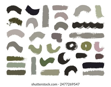 Conjunto de diseño de pinceles de pintura Abstractas. Curva, círculo, líneas onduladas y rectas pincel trazo Paquete.