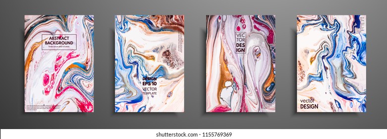 Abstract painting, can be used as a trendy background for wallpapers, posters, cards, invitations, websites. Modern artwork. Marble effect painting. Mixed blue, red and pink paints.