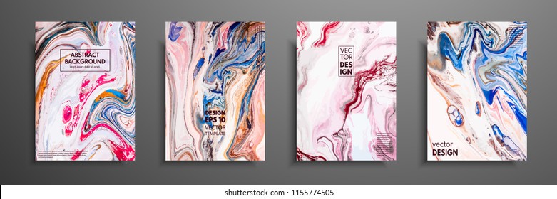 Abstract painting, can be used as a trendy background for wallpapers, posters, cards, invitations, websites. Modern artwork. Marble effect painting. Mixed blue, red and pink paints.