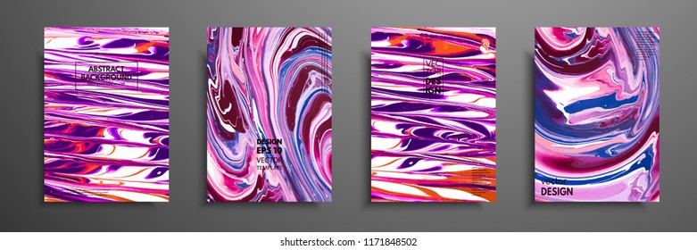 Abstract painting, can be used as a trendy background for wallpapers, posters, cards, invitations, websites. Modern artwork. Marble effect painting. Mixed blue, purple and red paints