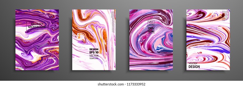 Abstract painting, can be used as a trendy background for wallpapers, posters, cards, invitations, websites. Modern artwork. Marble effect painting. Mixed blue, purple and red paints.