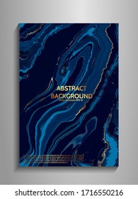 Abstract painting, can be used as a trendy Blue marble and gold abstract texture for wallpapers, posters, cards, invitations, websites. Modern artwork. Marble effect painting. 