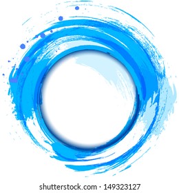 Abstract painting design element. Blue smudge whirlpool. 