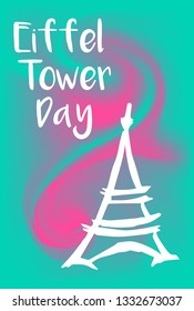Abstract Painting "Eiffel Tower Day" Text or Typography with Icon. Vector Illustration for Graphic Design, Poster, Background, Wallpaper, Greetings for Holiday, and more.