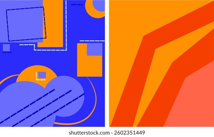 An abstract painting featuring bright colors and various shapes creating a dynamic visual impact, Display a variety of colorful shapes and patterns overlapping each other