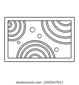 Abstract painting with geometric shapes, doodle style flat vector outline for coloring book