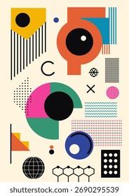 Abstract Painting with Geometric Shapes. Minimalistic Graphics. Vector EPS 10