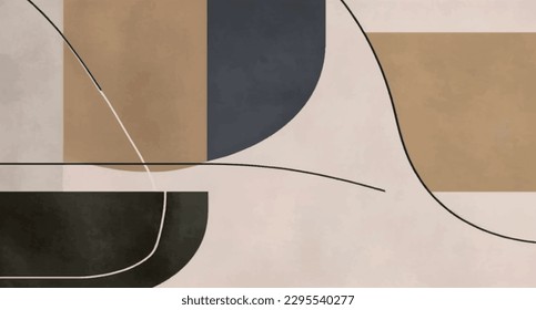 Pintura abstracta, ilustración vectorial geométrica, minimalismo creativo, ilustración a mano, arte mural de arte fino natural para decoración e impresión en casa. Ilustración vectorial.