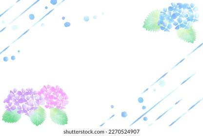 Abstract painting illustration of gradation color hydrangea and rainy season (rain) with watercolor touch
