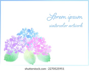 Abstract painting illustration of gradation color hydrangea with watercolor touch