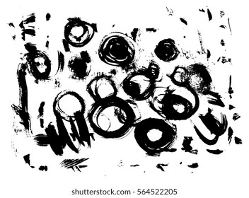 Abstract painting. Ink splatter texture. Vector hand drawn illustration. Abstract paint artwork. Black and white, monochrome