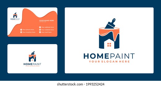 abstract Painting logo design with home concept and business card