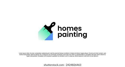 Abstract painting logo design, paint brush with house concept