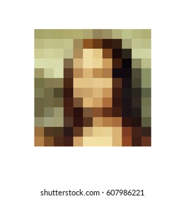 Abstract painting Mona Lisa, digital style with pixel