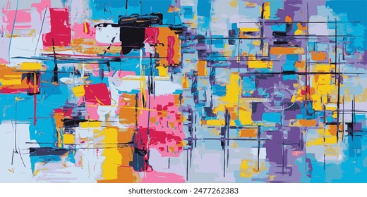 Abstract painting rainbow color vector style. Abstract paintbrush multi color background, for background design, leaflet, brochure, banner.