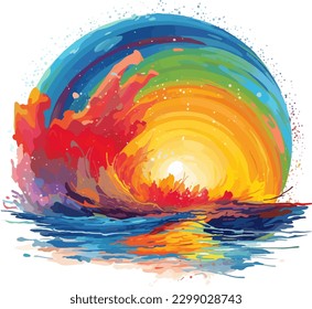 abstract painting rainbow vector design