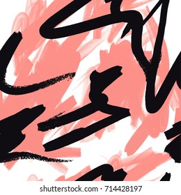 Abstract painting seamless pattern with ink element. Hand drawn paint brushes  background . 