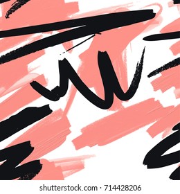 Abstract painting seamless pattern with ink element. Hand drawn paint brushes  background . 