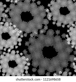 Abstract painting spray pattern of flowers. Seamless pattern. Texture vector. Dust is superimposed on the distressed grain. . Translucent paint spray, dirty, poster for your design. Hand drawing  