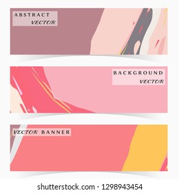 Abstract painting, strokes and doodles banner set. Website header with place for your text, social media advertisement. Hand drawn texture creative abstract design, sale brochure templates. Modern art