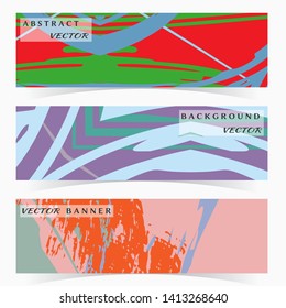 Abstract painting, strokes and doodles banner set. Website header with place for your text, social media advertisement. Hand drawn texture creative abstract design, sale brochure templates. Modern art
