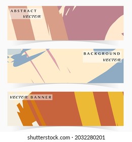 Abstract painting, strokes and doodles banner set. Website header with place for your text, social media advertisement. Hand drawn texture creative abstract design, sale brochure templates. Modern art