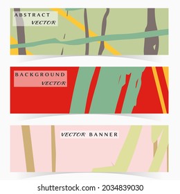 Abstract painting, strokes and doodles banner set. Website header with place for your text, social media advertisement. Hand drawn texture creative abstract design, sale brochure templates. Modern art