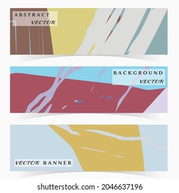 Abstract painting, strokes and doodles banner set. Website header with place for your text, social media advertisement. Hand drawn texture creative abstract design, sale brochure templates. Modern art