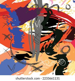 Abstract painting and strokes patterns background. Hand drawn acrylic color paintings background. Modern art paintings . Abstract contemporary art for background