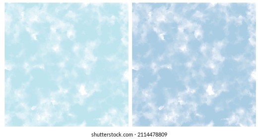 Abstract Painting Style Vector Layouts. Light Blue Paint Stains and Scribbles on a White Background. Pastel Color Irregular Bush Smudges Print. Abstract Cloudy Sky.