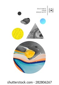 Abstract painting template with different shapes. Handmade texture