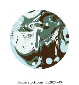Abstract painting template with round shape, handmade marble texture