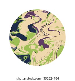 Abstract painting template with round shape, handmade marble texture