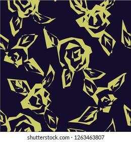 Abstract painting universal freehand seamless pattern with roses. Graphic design for background, card, banner, poster, cover, invitation, header or brochure. Hand drawn vector texture